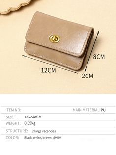 Our wallet boasts a sleek and refined look, perfect for both casual and formal settings. The vintage lock adds a unique, stylish touch that stands out. Fabric: PUsize:12*2*8cmWeight:0.05kg Mini Wallet, Sleek, Twist, Solid Color, Wallet, Green, Fabric