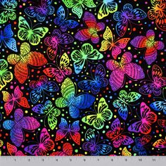 multicolored butterflies on black background