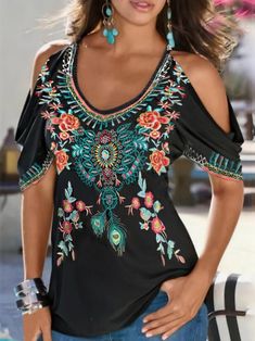 Casual Boho Outfits, Cheap Boho, Designer Graphic Tees, Short Sleeve Tunic Tops, Tunic Pattern, Boho Shirts, Short Sleeve Tunic, Summer Style Casual, Boho Casual