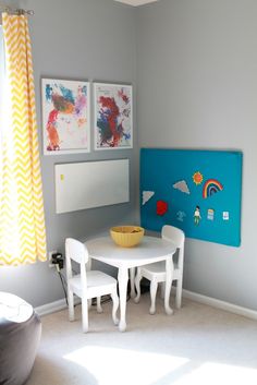 a white table and chairs in a room