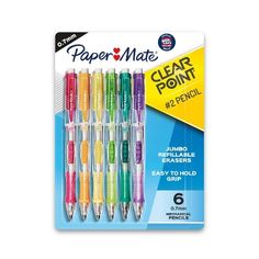 paper mate clear point pens in assorted colors, 6 count per pack - 5 / pkg