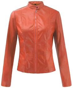 Women Orange Genuine Leather Quilted Jacket -Crafted with Premium Quality Genuine Leather -Style: Modern Fashion -Soft and Lightweight -Running Size: USA True Size -100% Wind Proof, Suitable for all Weather Conditions -100% Handmade by Professional Craftsmen -No Mass Production, Only Made to Order -Shipping Worldwide  Please Note: We are Offering – Made to Order Handmade Leather Products. We take 7 to 10 Business Days to Prepare an Order and 5 to 7 Business Days for Shipment. Please feel free to Contact if there is any query about the Product. Orange Leather Jacket, Leather Jacket For Women, Orange Jacket, 5 To 7, Leather Products, Orange Leather, Modern Fashion, Quilted Jacket