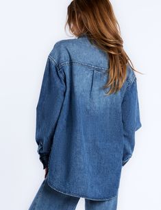 We set out to design a denim shirt that was adorable/comfy-beyond-words/every-day versatile. We didn't know it would become one of our all-time faves. Introducing the Oversized Denim Shirt from Wash Lab, in super-soft premium denim, in a flowy-free oversized cut that just feels...perfect! Oversized Denim Shirt, Blue Ice, Beyond Words, Premium Denim, Ice Blue, Denim Shirt, All About Time, Lab, How Are You Feeling