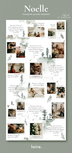 a poster with photos and words on it that say noele, the christmas season is here