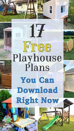 the backyard is filled with lots of free play house plans for kids and adults to build