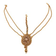 Traditional Indian bollywood gold plated damini headpiece hair ornament in teardrop shape with drop bead and 2 chains on either side attached with fish hooks to complete and enhance the look. Metal: Alloy Plating: 5K (1gm) Gold Stone: Cubic Zircon Material: Glass | Middle Ornament Width: 1.25 Inch Length: 2 Inch Side Multiple Chain Length: 6.5 Inch including fish hook Middle Chain Length: 3 Inch including fish hook. Traditional Indian bollywood gold plated damini headpiece hair ornament in teard Forehead Hair, Maang Tika, Bollywood Bridal, Matha Patti, Headpiece Hairstyles, Fish Hooks, Jewelry Picture, Indian Bollywood, Indian Traditional