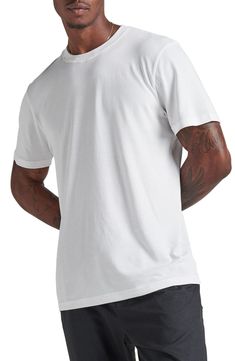 A silky-smooth cotton blend brings superior comfort to this lightweight T-shirt cut in a relaxed fit. Crewneck Short sleeves 50% cotton, 50% Tencel® modal Tencel modal is a sustainably produced fiber made with closed-loop processing and is certified with the EU Ecolabel as having a low environmental impact throughout the entire lifecycle Machine wash, tumble dry Made in Peru Cut Tshirt, Cut Shirts, Cotton Blend, Short Sleeves, Tee Shirts, Nordstrom, Crew Neck, Relaxed Fit, Bring It On