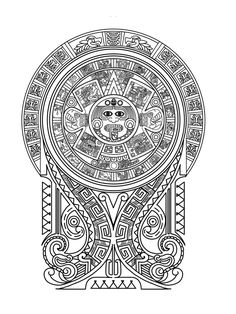 a black and white drawing of a clock with an intricate design on the front side