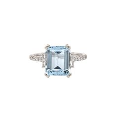 2.5ct Aquamarine Ring w Earth Mined Diamonds in Solid 14K White Gold | EM 9x8mm Emerald-cut Topaz Ring In 14k White Gold, 14k White Gold Emerald-cut Topaz Ring, Gia Certified Emerald Cut Topaz Ring In Platinum, Emerald Cut Topaz Ring In Platinum, Gia Certified Emerald Cut Platinum Topaz Ring, Platinum Topaz Ring Emerald Cut, Fine Jewelry Emerald Cut Topaz Ring Gia Certified, Gia Certified Emerald Cut Topaz Ring, Vvs Clarity Emerald Cut Topaz Ring