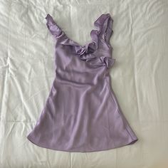 Beautiful Purple Ruffle Scoop Back Dress!!! Only Worn Once Scoop Back Dress, House Of Cb Dresses, Ruffle Mini Dress, House Of Cb, Back Dress, Quince, Dress Backs, Orchids, Baby Dolls