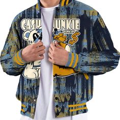 Brand Dunkare High OG First In Flight 1s Shirt - Cashs Junkie Bear Glitch Art All Over Print Baseball Varsity Jacket Casual Outerwear With Cartoon Print, Cotton Cartoon Print Streetwear Outerwear, Casual Blue Outerwear With Graffiti Print, Cotton Cartoon Print Outerwear For Streetwear, Cotton Outerwear With Cartoon Print For Streetwear, Casual Yellow Outerwear With Letter Print, Casual Blue Printed Outerwear, Retro Blue Outerwear With Graphic Print, Baseball Varsity Jacket