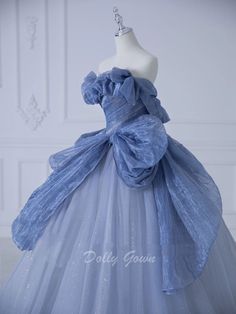 Princess Style Blue Evening Dress For Debutante Ball, Blue Princess Dress With Fitted Bodice For Debutante Ball, Blue Ball Gown Princess Dress For Debutante Ball, Blue Organza Ball Gown For Evening, Blue Organza Evening Dress For Debutante Ball, Blue Strapless Tulle Evening Dress, Strapless Blue Tulle Evening Dress, Blue Organza Ball Gown For Debutante Ball, Blue Tulle Princess Dress For Prom