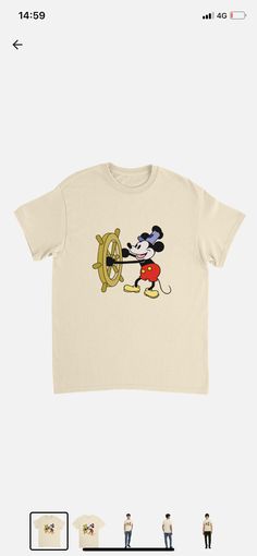 an image of mickey mouse on a t - shirt with other items in the background