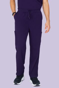 Stylish and comfy men's eggplant scrub cargo pants. Featuring 7 fashionable and functional pockets, soft & stretchy waistband, and moisture-wicking fabric. Great for nurses, doctors, or any other medical professionals. Mandala Scrubs has you covered for whatever life (or patients) throw at you. Mandala Scrubs, Soft Yoga, Medical Professionals, Moisture Wicking Fabric, Eggplant, Cargo Pants, Breathable Fabric, Scrubs