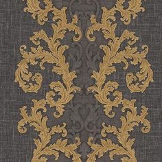 96232-6 Gold Gray Black Wallpaper - wallcoveringsmart Silver And Gold Wallpaper, Gray Black Wallpaper, 3d Wallpaper Background, Versace Wallpaper, Neoclassical Design, Charcoal Wallpaper, Wallpaper Wa, Versace Designer, Home Remodeling Diy