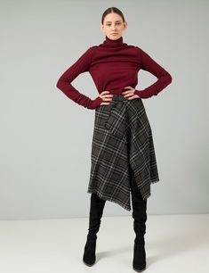 Get pretty in plaid this season in our tartan wrap around skirt. Excellent to pair with a business white shirt, simple slick turtleneck sweater or oversize button down cardigan.Suitable for many looks and occasions, very easy and stylish item in your wardrobe. Will stay there for years!Fits sz.S, M but can be easily readjusted with a buckle,80% lightweight wool, 20% acrylicModel's height 179 cmFind more on www.kozzachka.comInstagram: Kozzachka for more inspiration Fall Business Casual Midi Skirt, Business Casual Skirt For Fall, Versatile Workwear Skirt For Fall, Trendy Plaid Skirt For Winter, Plaid Midi Skirt For Fall, Plaid Relaxed Work Skirt, Elegant Fall Skirt For Layering, Fall Plaid Relaxed Fit Skirt, Plaid Skirt For Fall Workwear