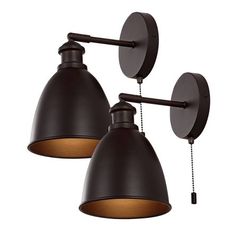 two lights that are attached to the side of a wall mounted light with an adjustable arm