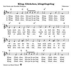 sheet music with the words'king glocken, klingelinggeling '