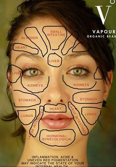 spots Gesicht Mapping, Face Mapping, Makeup Tip, Chinese Medicine, Health And Beauty Tips, Belleza Natural, Massage Therapy