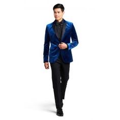 Royal Navy Velvet Peak Lapel Tuxedo | Friar Tux Royal Fitted Tuxedo For Formal Occasions, Royal Fitted Tuxedo For Formal Events, Blue Tuxedo Blazer For Party, Royal Blue Tuxedo Suit For Party, Blue Single Breasted Suit For Party, Fitted Royal Blazer For Formal Occasions, Blue Tuxedo With Notch Lapel, Royal Blue Party Blazer, Classic Royal Blue Tuxedo With Notch Lapel