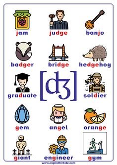 the english alphabet with pictures of people and animals on it, including letters that appear to be