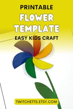 a flower made out of paper with the words printable flower template easy kids craft