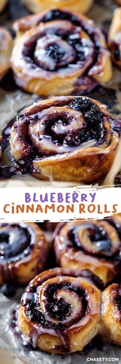 blueberry cinnamon rolls on a baking sheet