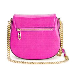 This AmeriLeather Alaina crossbody bag showcases a chain and leather shoulder strap for a stylish accessory you'll love to show off. How do you accessorize? Check out our ACCESSORIES GUIDE for essential tips to elevate your style with must-have accessories. Dimensions: 10.75 in. L x 2 in. W x 8.5 in. H Magnetic and zipper closure Removable and adjustable crossbody shoulder strap Strap length: 34 in. - 44 in. 2 exterior zip pockets 1 interior zip pocket and 1 interior slip pocket Gold-tone hardwa Leather Bag With Chain Strap For Fashion, Fashion Crossbody Bag With Chain Strap, Chic Satchel With Adjustable Strap For Fashion, Chic Pink Saddle Bag For Everyday Use, Travel Satchel Flap Bag With Chain Strap, Trendy Crossbody Saddle Bag With Gold-tone Hardware, Chic Crossbody Bag With Chain Strap, Chain Strap Crossbody Shoulder Bag, Trendy Formal Crossbody Saddle Bag