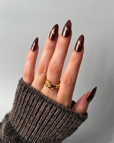 Lights Lacquer, Home for the Harvest 🧺 🐿️ Maple Street, a mahogany brown polish with a fine golden shimmer and magnetic finish • use code COLORNOOK to save on your purchase @lightslacquer • use code THECOLORNOOK to save on your purchase @nominal #lightslacquer #homefortheharvest #fallnails #fallnailcollection #nailpolishswatch #nailswatch #nailinspo #maplenails #brownnails #cateyenails #darknails #magneticnails magnetic cat eye brown maple nails golden shimmer Fall Magnetic Nails, Maple Nails, Lights Lacquer, Brown Cat Eye, Hot Nail Designs, Brown Nail Polish, Golden Nails, Pointy Nails