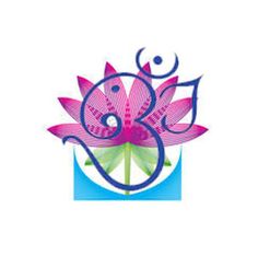 the logo for yoga and meditation studio, which is located in front of a lotus flower