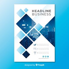 a brochure with blue squares on it and the words, headline business