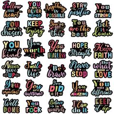 colorful stickers with words that say you are loved and have the same message on them