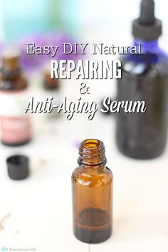 DIY Natural Repairing & Anti-Aging Skin Serum - A Blossoming Life Diy Face Serum Recipe, Diy Face Serum, Face Serum Recipe, Serum Recipe, Skin Care Routine For 20s, Diy Anti Aging, Anti Aging Creme, Baking Soda Shampoo