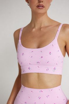 Astoria LUXE BLOSSOM Sports Bra - Cherry Spring Gym Activewear With Adjustable Straps, Pink Athleisure Sports Bra With Adjustable Straps, Pink Adjustable Straps Sports Bra For Yoga, Pink Yoga Sports Bra With Adjustable Straps, Spring Functional Sports Bra With Bra Friendly Design, Spring Sports Bra With Adjustable Straps For Gym, Functional Sports Bra For Spring, Breathable Sports Bra For Spring, Spring Gym Sports Bra With Adjustable Straps