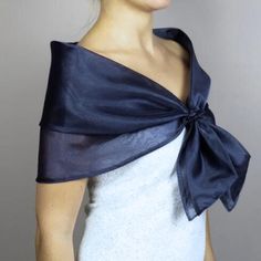 A very elegant organza shawl for your wedding party or evening dress. Made of luxury organza / double layer.  Color: navy blue (other colors are available) Sizes: S-M  or L-XL (for larger ladies)  The wrap tights up with a loop attached to one side of the wrap.  You can use it as a wrap, shawl or stola. WE have matching bags in our Etsy Shop! WE accept credit cards! Organza Shawl, Navy Blue Scarf, Blue Organza, Evening Shawls, Chiffon Shawl, Wrap Shawl, Blue Scarf, Cream Dress, Shawls And Wraps