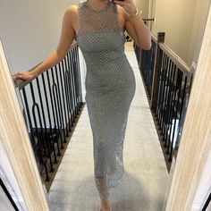 Retails $229 Plus Tax!! This Is A Great Deal! Undergarments Not Included! (Bought On Amazon) Just Wanted To Show A Cute Style, Also Would Be Cute With A Bandeau Or Bralette And Underwear! I Have Size Xs-S And M-L Available Ships Same Day Silver Sleeveless Summer Evening Dress, Silver Sleeveless Evening Dress For Summer, Elegant Sparkling Summer Dresses, Silver Sleeveless Evening Dress For Spring, Sparkling Sleeveless Chic Dress, Metallic Midi Dress For Gala, Metallic Midi-length Dress For Gala, Metallic Midi Length Dress For Gala, Silver Embellished Maxi Dress For Night Out