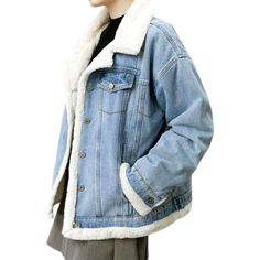 Our 2023 Winter Collection brings you the ultimate in '90s-inspired fashion with this Lamb Fleece Women's Denim Jacket. A timeless classic patterned to make a statement. this light wash. oversized. buttoned closure jacket is a must-have for the fashion-forward trend queen.Why You'll Love ItThis jacket is designed to be your go-to piece this winter. Whether you're headed to a night out or grabbing brunch with friends. it'll add a dose of classic '90s style to your look. Crafted with premium quali 90s Inspired Fashion, Women Denim Jacket, Fleece Denim Jacket, Fleece Women, Dressy Attire, Denim Jacket Outfit, Oversized Jean Jacket, Light Jeans, Denim Patterns