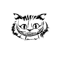 a black and white drawing of a cat's face with fangs on its teeth