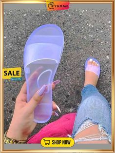 Fashion Flat Jelly Shoes Summer Slippers Sandals, Women Slippers Fashion, Jelly Slides, Jelly Flats, Fashion Slides, Womens Sandals Summer, Summer Slippers, Womens Summer Shoes, Heel Slippers