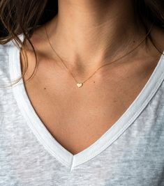 "14K Gold Heart Necklace, Tiny Gold Heart Necklace, Mini Heart Necklace, I love you Necklace, Sideways Necklace, Handmade Gift for Girlfriend 𝐏𝐑𝐎𝐃𝐔𝐂𝐓 𝐃𝐄𝐓𝐀𝐈𝐋𝐒 Made of 14K yellow gold. width: 0.8 cm - 0.31 inches height: 0.5 cm - 0.19 inches length: 40 cm - 15.7\" weight: 0.8 gr ✦ Handmade in Greece 𝐒𝐇𝐈𝐏𝐏𝐈𝐍𝐆 *We ship worldwide by DHL Express! Free Shipping for orders over 100€! *Europe Transit Time : 1-2 working days / All other countries Transit Time: 2-5 working days * We p Everyday Fine Jewelry Heart Pendant Necklace, 14k Gold Heart Charm Necklaces, Heart-shaped Fine Jewelry Charm Necklace For Anniversary, Fine Jewelry Heart Charm Necklace For Anniversary, Dainty Heart Pendant Necklace For Anniversary Gift, Heart Cut Everyday Necklace With Heart Charm, Delicate Heart Pendant Necklace For Anniversary Gift, Fine Jewelry Heart Charm Necklace, Heart Shaped Fine Jewelry Necklace For Anniversary