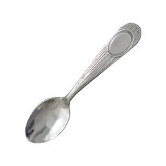 a silver spoon on a white background with clippings to the side and bottom