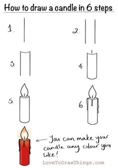 how to draw a candle in 6 steps step by step drawing instructions for beginners