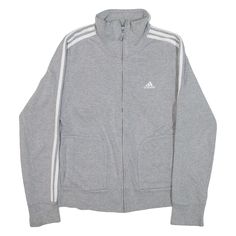 ADIDAS Jacket Grey Womens UK 14 Cotton Long Sleeve Track Jacket For Jogging, Cotton Track Jacket With Three Stripes, Casual Cotton Track Jacket For Jogging, Winter Cotton Track Jacket For Sports, Sporty Cotton Track Jacket With Three Stripes Branding, Sporty Cotton Track Jacket With Three Stripes, Cotton Sportswear Track Jacket For Jogging, Cotton Track Jacket With Three Stripes For Sports, Casual Cotton Track Jacket With Three Stripes