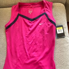 Nwt Pink With Navy Detail. Pink Moisture-wicking Top For Sports Events, Pink Athleisure Activewear For Sports Events, Pink Stretch Tops For Sports Events, Pink Stretchy Tops For Sports Events, Pink Sportswear Tops For Running, Pink Athleisure Tops For Running, Pink Athletic Fit Activewear For Sporty Season, Pink Athletic Fit Activewear For Sports, Pink Activewear For Running Sports Season