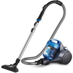 a blue vacuum cleaner on a white background