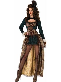 Adult Madame Steampunk Costume - costumes.com Steampunk Halloween Costumes, Steampunk Mode, Moda Steampunk, Steampunk Halloween, Party Fotos, Steampunk Women, Arte Punk, Steampunk Costume, Victorian Lady