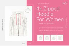 the front and back of a women's zipped hoodie with polka dots on it