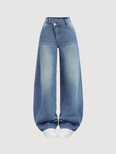 Pocket Pants Outfits, Flat Jeans, Jean Wide Leg, Denim Jeans Outfit, Girl Y2k, Casual Denim Pants, Baggy Clothes, Jeans Outfits, Cute Pants