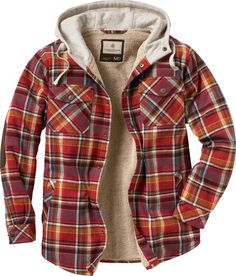 This unique hooded flannel shirt jac takes it up a notch!  Lined with a thick super soft berber and insulated with poly-fill for those times when a jacket is too much.  Features a 100% cotton flannel shell for softness and durability fleece lined hood and Signature Buck snaps throughout.  Finished with smooth lined quilted sleeves for easy-wearing comfort and durable elbow patches for the rugged outdoors. Mode Country, Quilted Sleeves, Flannel Hoodie, Hooded Flannel, Mens Flannel Shirt, Flannel Jacket, Mens Flannel, Man Style, Hooded Shirt