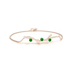 This tree branch bracelet captures attention with its sleek and eye-catching design. The round emeralds, held in a prong setting, seamlessly put the spotlight on the nature-inspired pattern. Crafted in 18k rose gold, this piece of jewellery is perfect for someone who has a refined sense of style. Branch Bracelet, Emerald Bracelet, Tree Branch, Nature Bracelets, 18k Rose Gold, Tree Branches, Nature Inspired, Prong Setting, Nature Inspiration